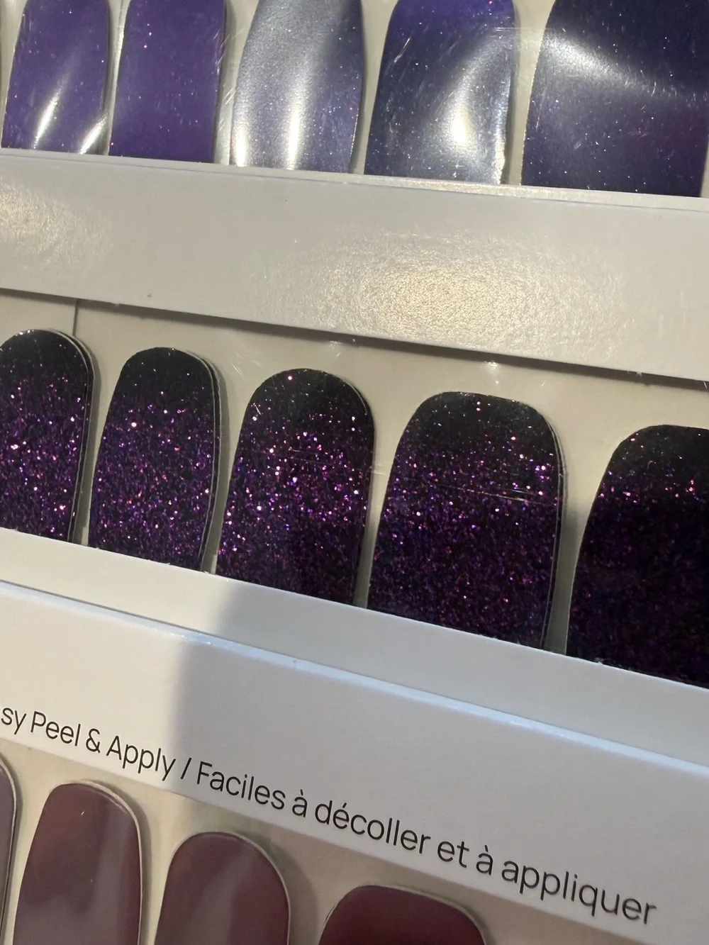 4 sets Purple Glitter & Solid Press-On Nail Set — Easy Peel & Apply Color Street